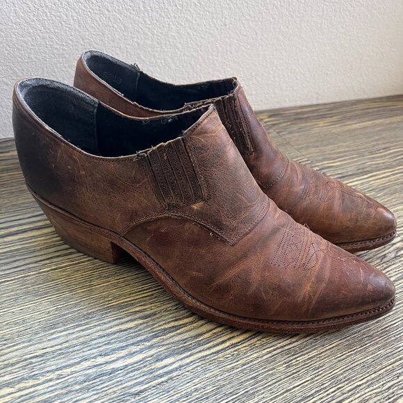 Mens Code West Western Leather Ankle Boots - Picture 2 of 5